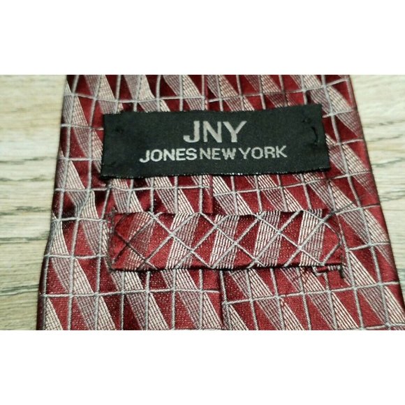 Jones New York Mens 100% Silk Tie Formal Suit  Luxury Style Collection Maroon - Picture 5 of 6